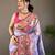 Lavender style silk blend zari weaving contrust border saree with blouse