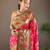 Pink style silk blend zari weaving contrust border saree with blouse