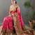 Pink style silk blend zari weaving contrust border saree with blouse