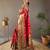 Red style silk blend zari weaving contrust border saree with blouse