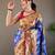 Violet style silk blend zari weaving contrust border saree with blouse