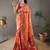 Orange style silk blend zari weaving contrust border saree with blouse