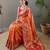 Orange style silk blend zari weaving contrust border saree with blouse