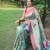 Traditional blue silk blend saree with vibrant floral motifs
