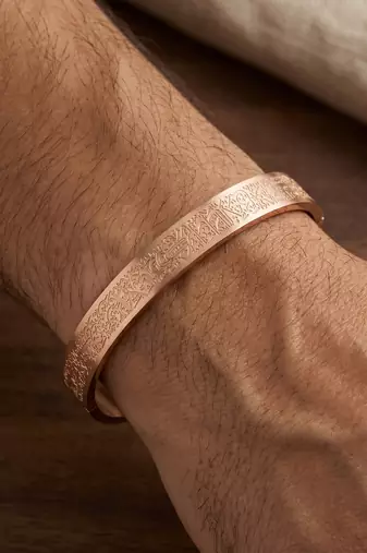 Pure copper ayat ul kursi cuff bangle bracelet for men muslim islamic