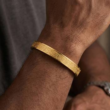 Brass micron gold plated ayat ul kursi cuff bangle bracelet for men muslim islamic spiritual jewellery 3