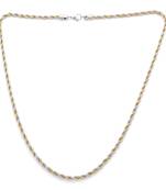 Brass micron dual tone gold silver plated rope design necklace chain for men women
