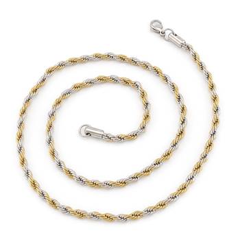 Brass micron dual tone gold silver plated rope design necklace chain for men women 2
