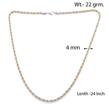 Brass micron dual tone gold silver plated rope design necklace chain for men women 3