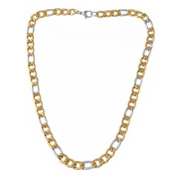 Brass dual tone gold and silver plated thick and heavy sachin chain necklace 1