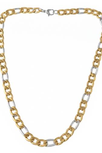 Brass dual tone gold and silver plated thick and heavy sachin chain necklace
