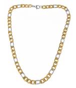 Brass dual tone gold and silver plated thick and heavy sachin chain necklace