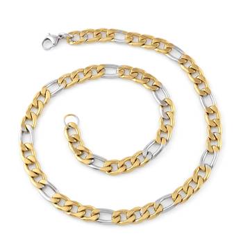 Brass dual tone gold and silver plated thick and heavy sachin chain necklace 2