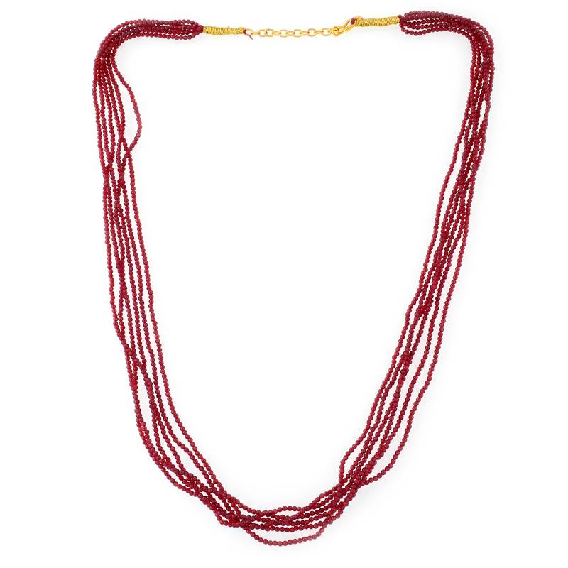 6 strand natural facetted ruby necklace for women