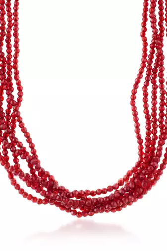6 strand natural facetted ruby necklace for women