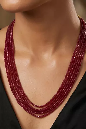 6 strand natural facetted ruby necklace for women
