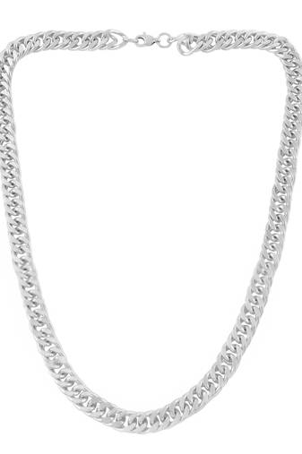 Brass fade resistant micron silver plated thick heavy chain necklace for men