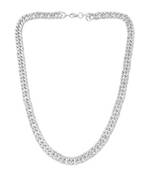 Brass fade resistant micron silver plated thick heavy chain necklace for men