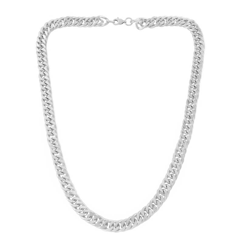 Brass fade resistant micron silver plated thick heavy chain necklace for men