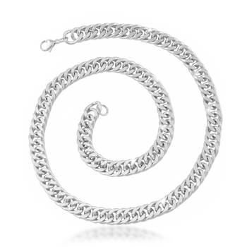 Brass fade resistant micron silver plated thick heavy chain necklace for men 2