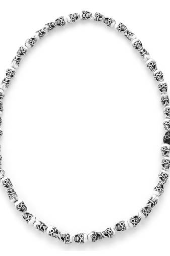Ceramic skeleton charms bhootmala hindu spiritual tantrik aghori stretch necklace men fashion jewellery