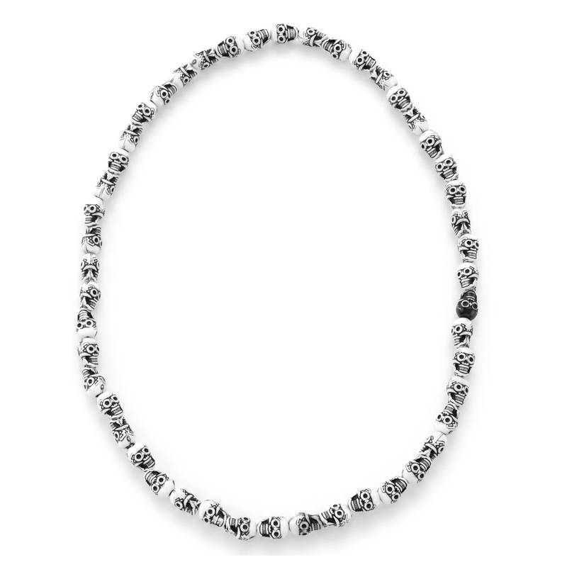 Ceramic skeleton charms bhootmala hindu spiritual tantrik aghori stretch necklace men fashion jewellery