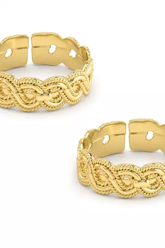 Brass micron gold plated adjutable toe ring for women