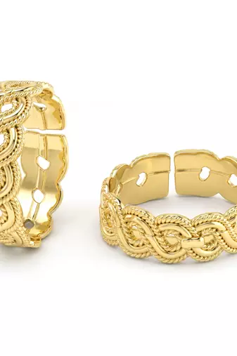 Brass micron gold plated adjutable toe ring for women
