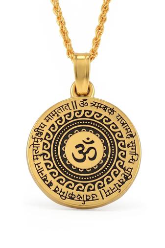 Brass antique gold plated om pendant hindu spiritual