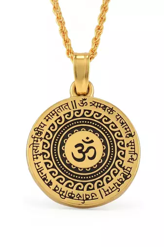 Brass antique gold plated om pendant hindu spiritual