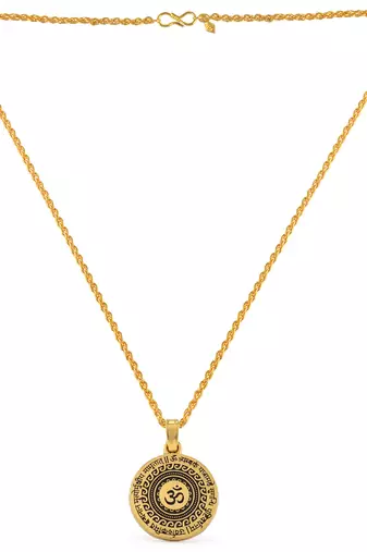 Brass antique gold plated om pendant hindu spiritual