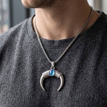 Brass evileye horn shape pendant for men women 3