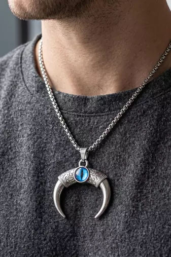 Brass evileye horn shape pendant for men women