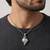 Brass antique silver krishna vasudev mantra shankh shaped pendant hindu spiritual