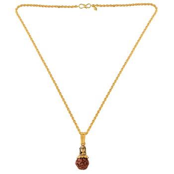 Brass gold plated shiv and original panchmukhi rudraksh pendant hindu spiritual 2