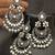 Silver replica mirror oxidixed pan shape earrings tikka set