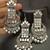 Silver replica mirror oxidixed rectangle shape earrings tikka set