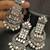 Silver replica mirror oxidixed rectangle shape earrings tikka set