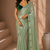 Gorgeous Chinon Saree With Amazing Zari Embroidery Border With And Contrast Blouse Piece