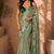 Gorgeous Chinon Saree With Amazing Zari Embroidery Border With And Contrast Blouse Piece