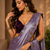 Gorgeous Chinon Saree With Amazing Zari Embroidery Border With And Contrast Blouse Piece