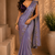 Gorgeous Chinon Saree With Amazing Zari Embroidery Border With And Contrast Blouse Piece
