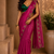 Gorgeous Chinon Saree With Amazing Zari Embroidery Border With And Contrast Blouse Piece
