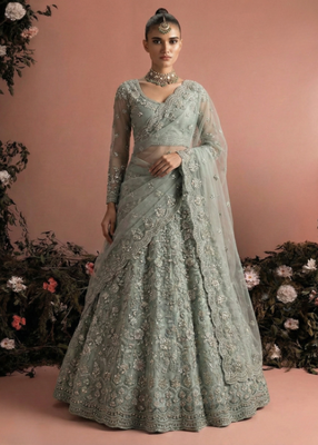 Indian Wedding Bridal Wear Premium Butterfly Net Lehenga Choli Set with Banglori Silk Inner For Women's 1