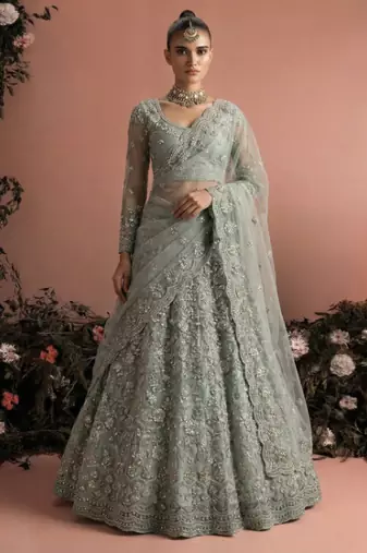Indian Wedding Bridal Wear Premium Butterfly Net Lehenga Choli Set with Banglori Silk Inner For Women's