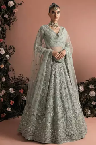 Indian Wedding Bridal Wear Premium Butterfly Net Lehenga Choli Set with Banglori Silk Inner For Women's