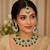 Green color necklace set with earrings & maang tikka | kundan & agate stone | lekar gold plating