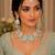 Pink pista color necklace set with earrings & maang tikka | kundan & agate stone | lekar gold plating