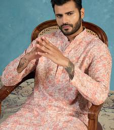 Mens multi viscose rayon embroidered calf length straight regular kurta with trouser