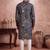 Mens blue modal floral printed calf length straight regular kurta with trouser